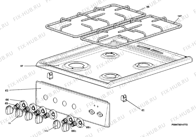 Взрыв-схема плиты (духовки) Electrolux EKC5616 - Схема узла Section 4